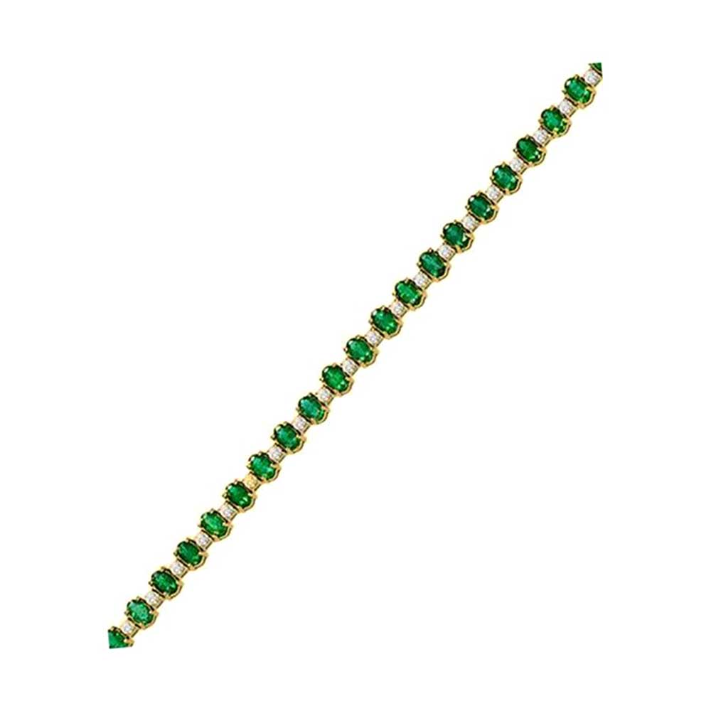 14Kt Yellow Gold Diamond 1 5/8Ctw & Emerald 9 1/6Ctw Bracelet