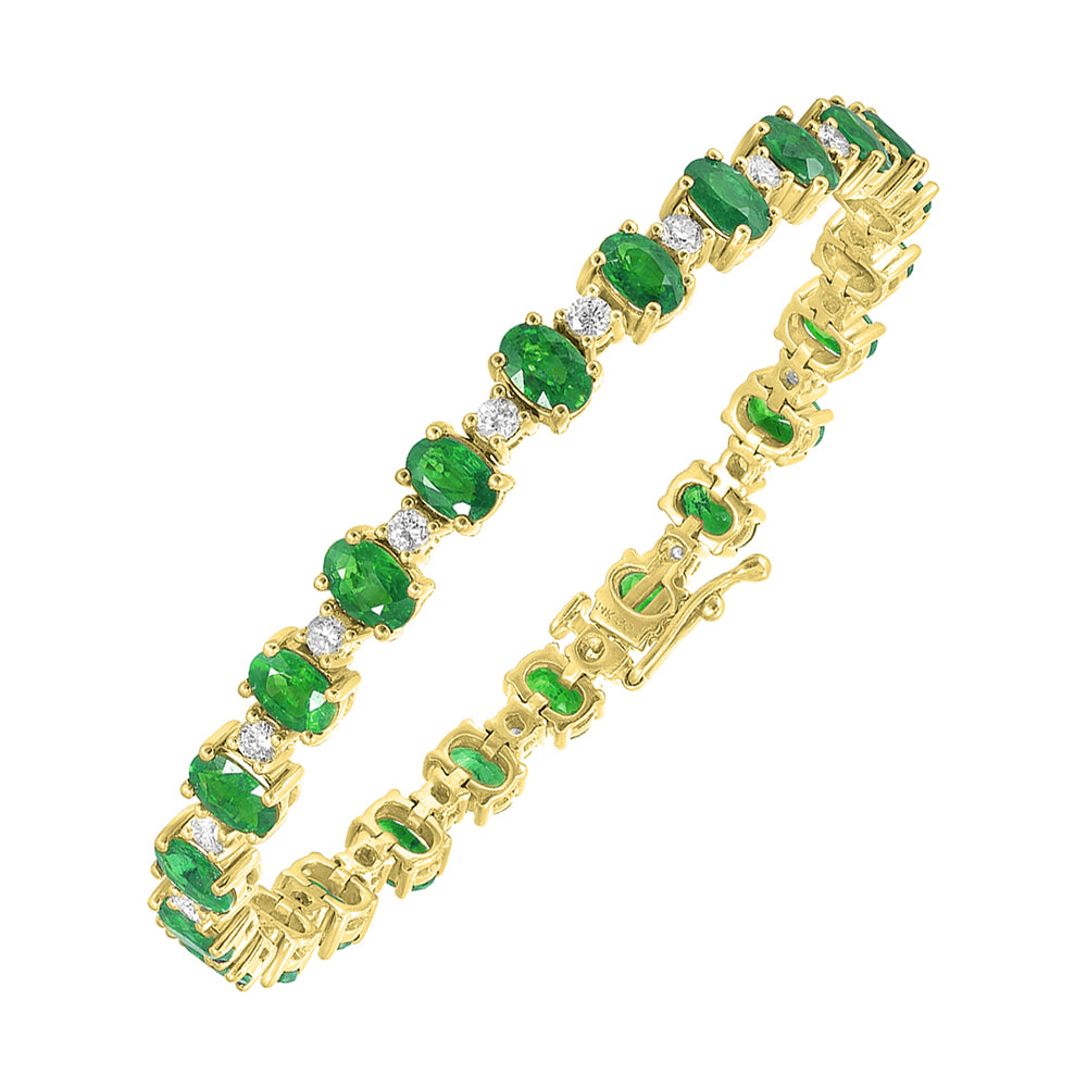 14Kt Yellow Gold Diamond 1 5/8Ctw & Emerald 9 1/6Ctw Bracelet