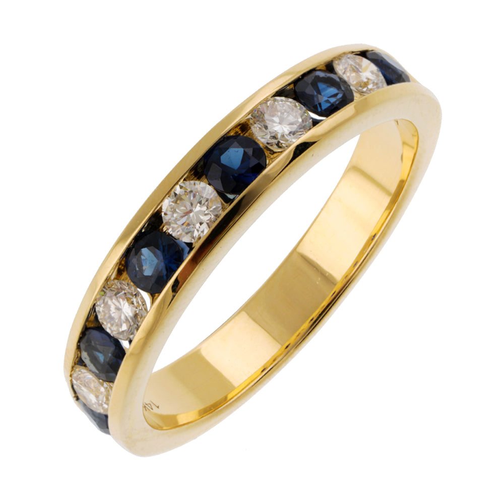 14Kt Yellow Gold Diamond 3/8Ctw & Sapphire 5/8Ctw Ring