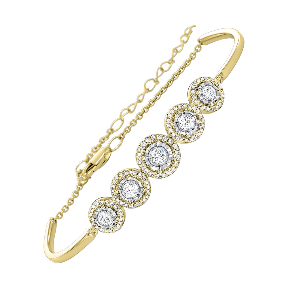 14Kt Yellow Gold Diamond 3/4Ctw Bangle