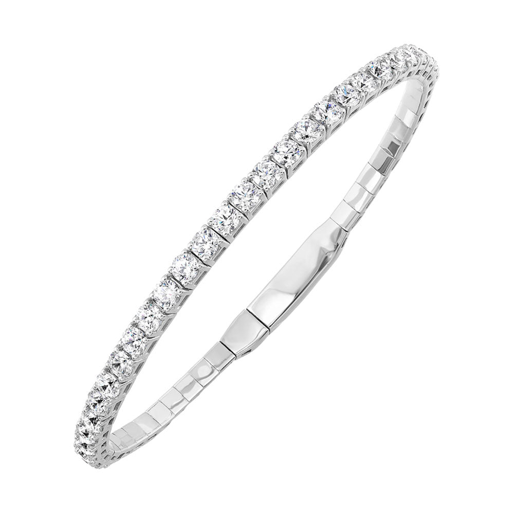 14Kt White Gold Diamond 3Ctw Bangle