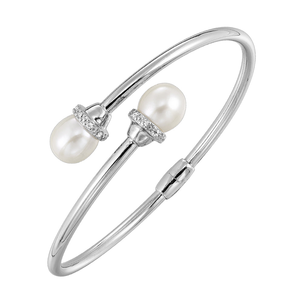 Silver White Pearl Bangle