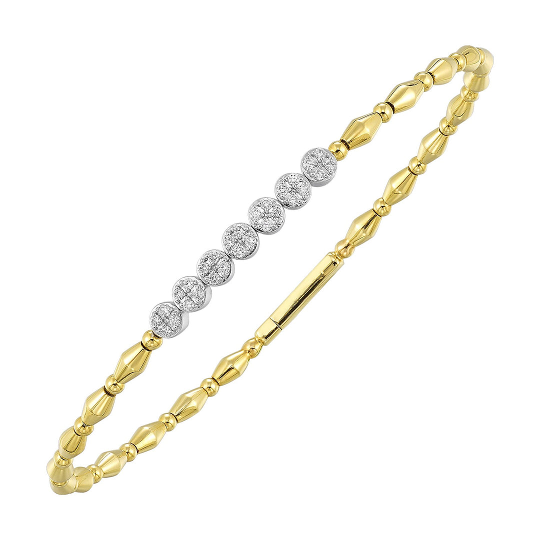 14Kt White Yellow Gold Diamond 1/5Ctw Bangle