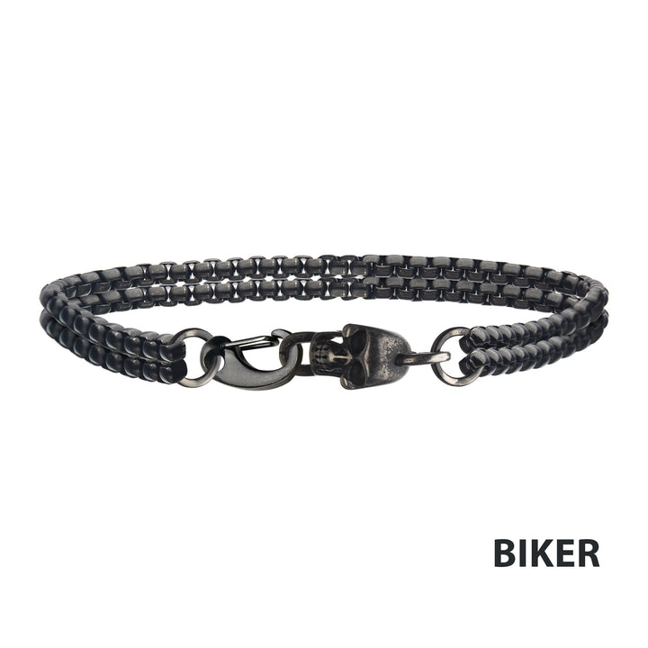 Antiqued Skull Clasp Chain Bracelet