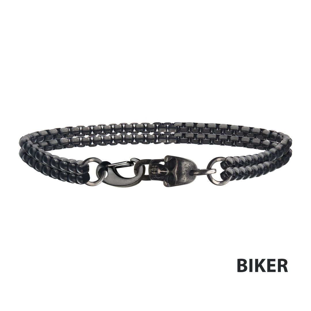 Antiqued Skull Clasp Chain Bracelet