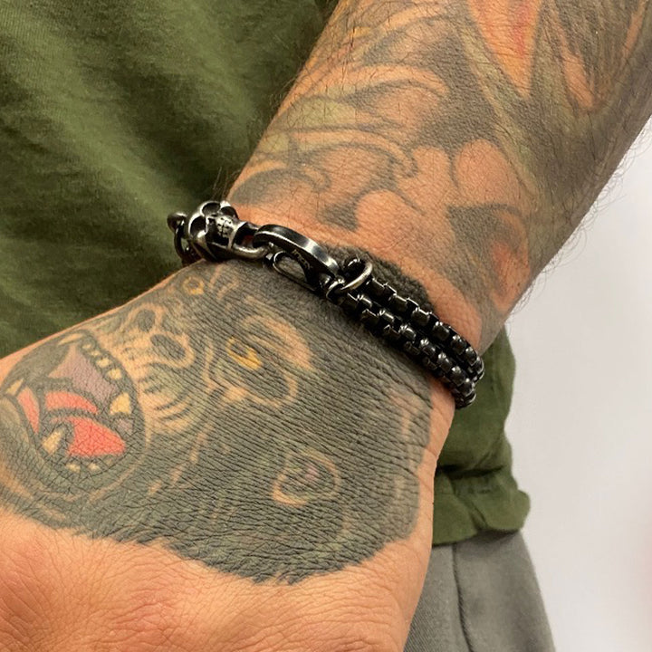 Antiqued Skull Clasp Chain Bracelet