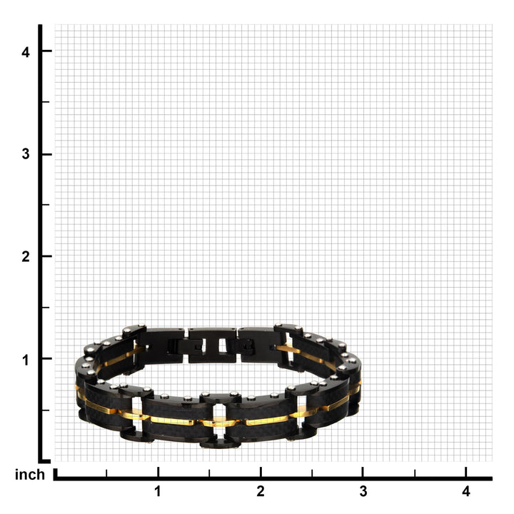 Black Carbon Fiber & Gold IP Link Bracelet