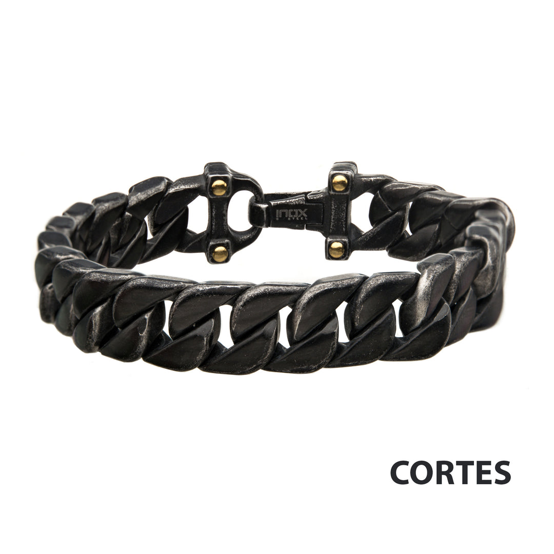 Antiqued Gun Metal Curb Chain Link Bracelet