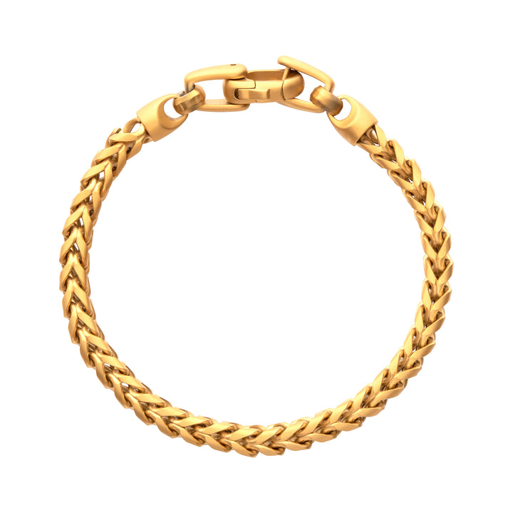 5mm 18Kt Gold IP Steel Sandblast Franco Chain Bracelet