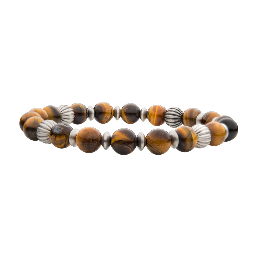 Tiger Eye Stones with Black Oxidized Beads Bracelet
