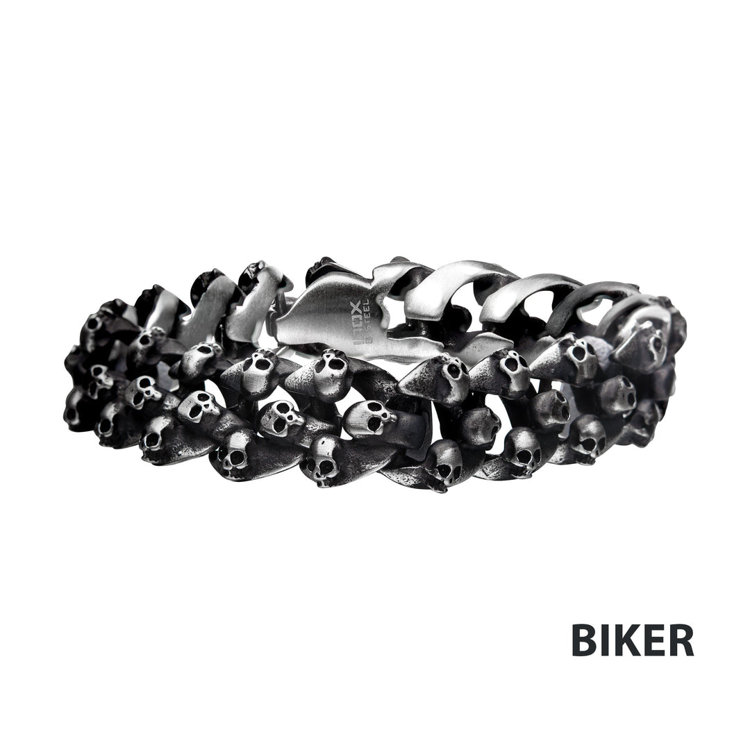 Skull Brushed Oxidized Bracelet