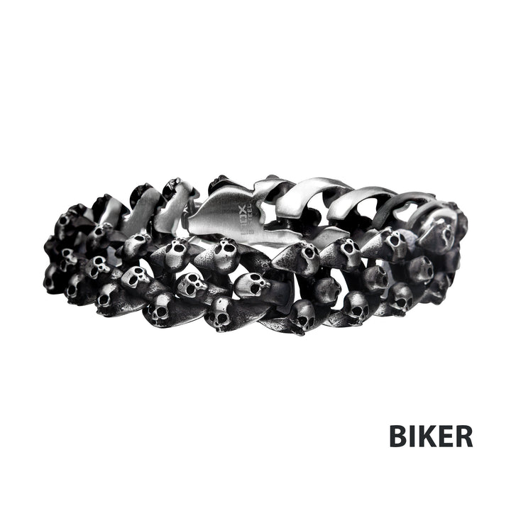 Skull Brushed Oxidized Bracelet