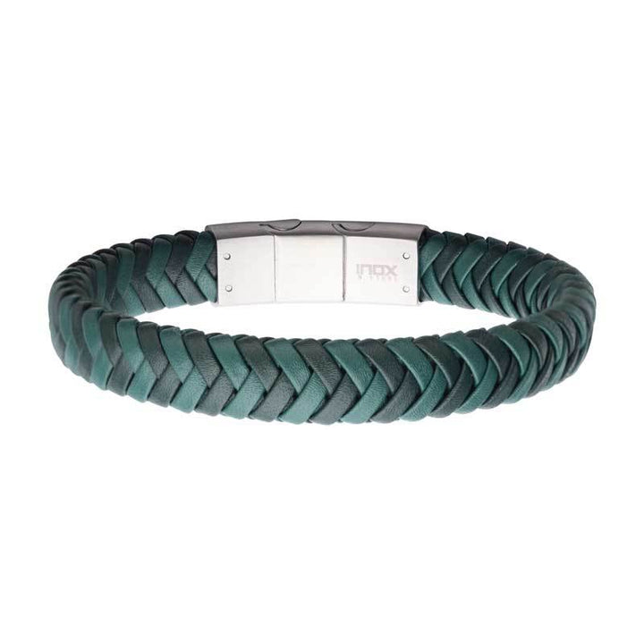 Green Braided Genuine Leather Bracelet