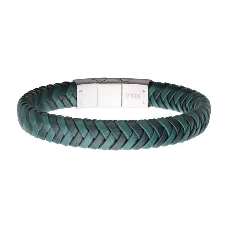 Green Braided Genuine Leather Bracelet
