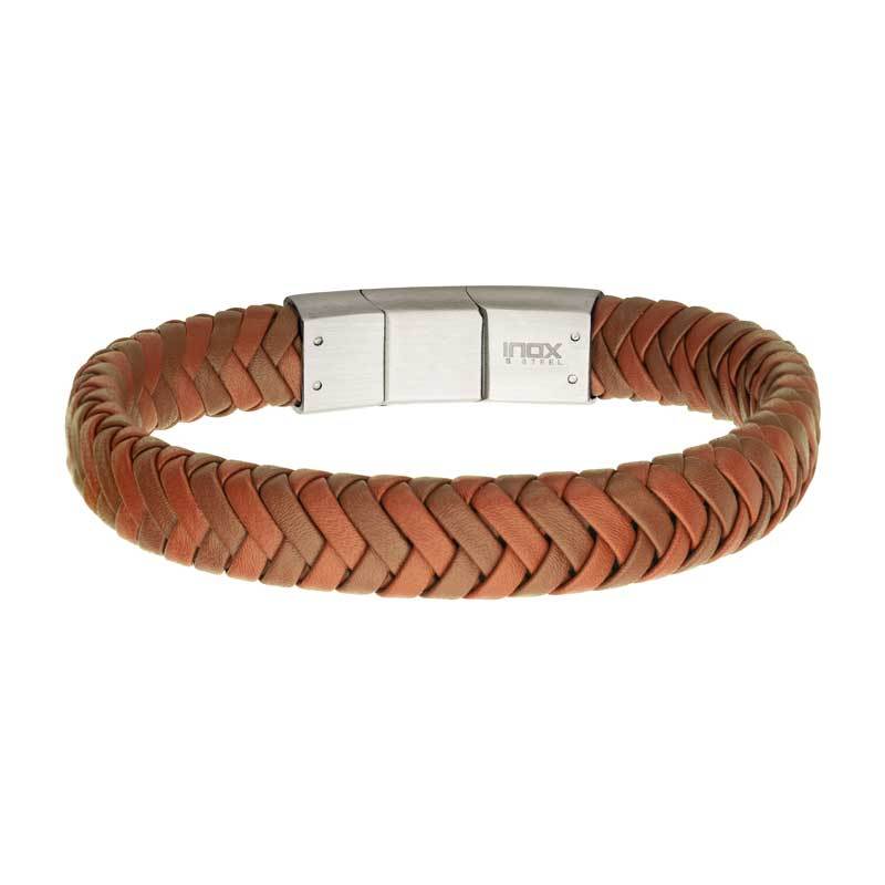 Tan Braided Genuine Leather Bracelet