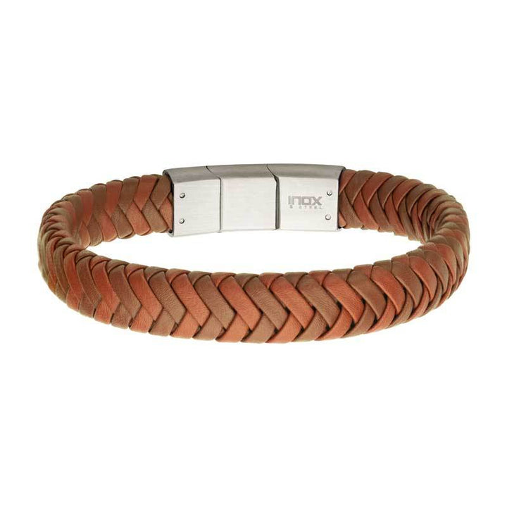 Tan Braided Genuine Leather Bracelet