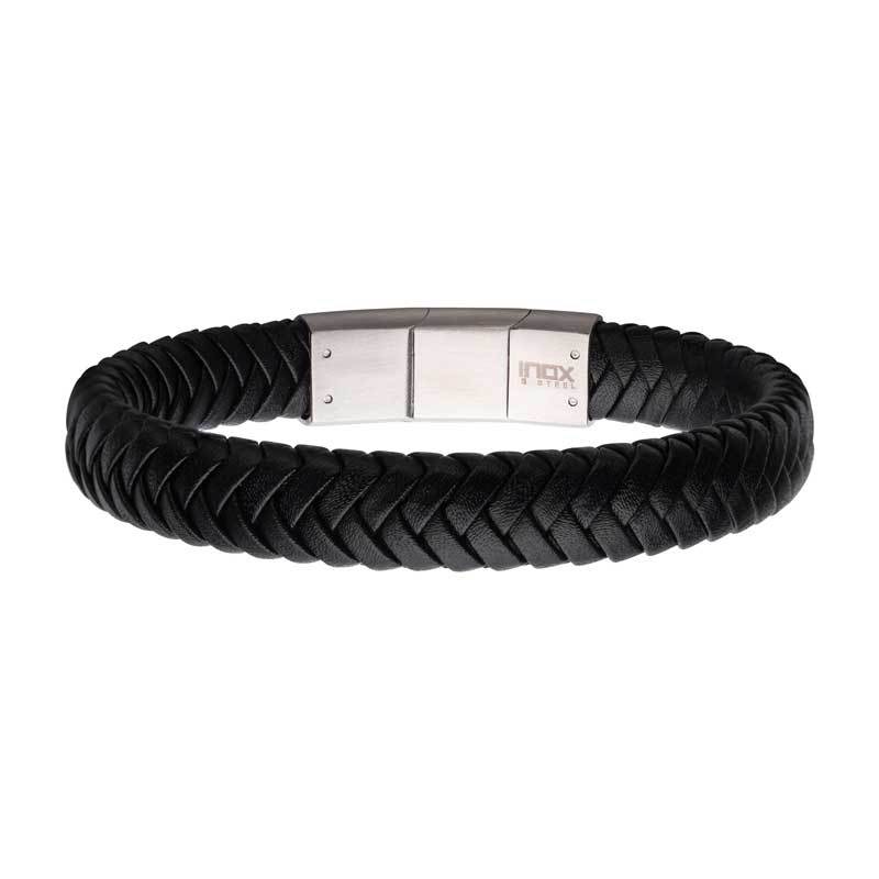 Black Braided Genuine Leather Bracelet