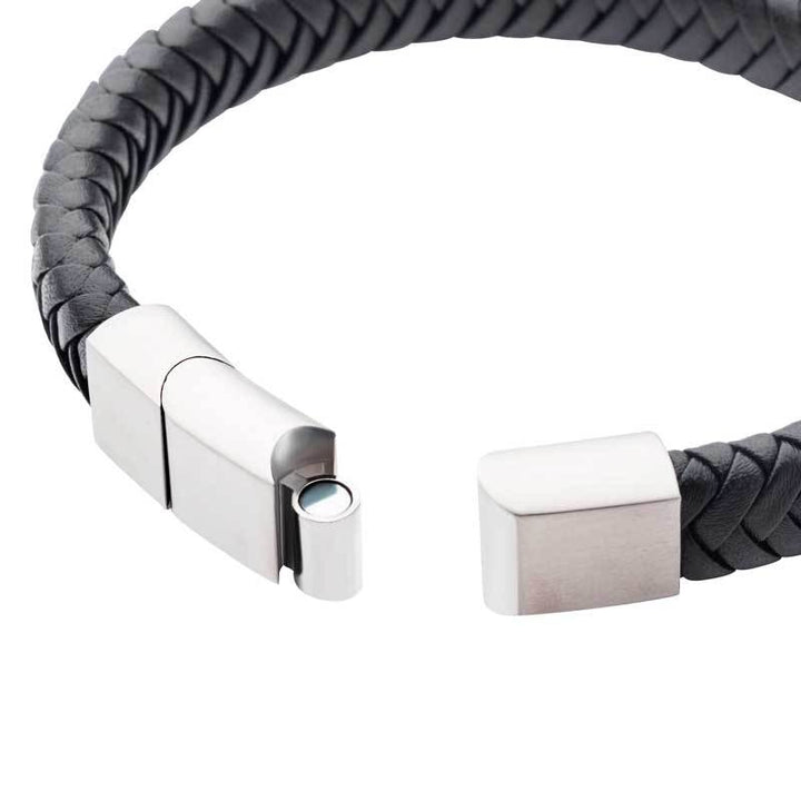 Black Braided Genuine Leather Bracelet