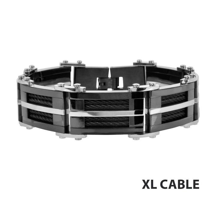 Black IP Bracelet with Multiple Black Cables Inlayed