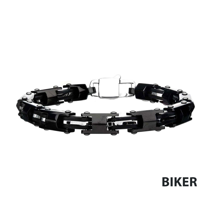 Black IP Motor Chain Design & Lobster Clasp Bracelet