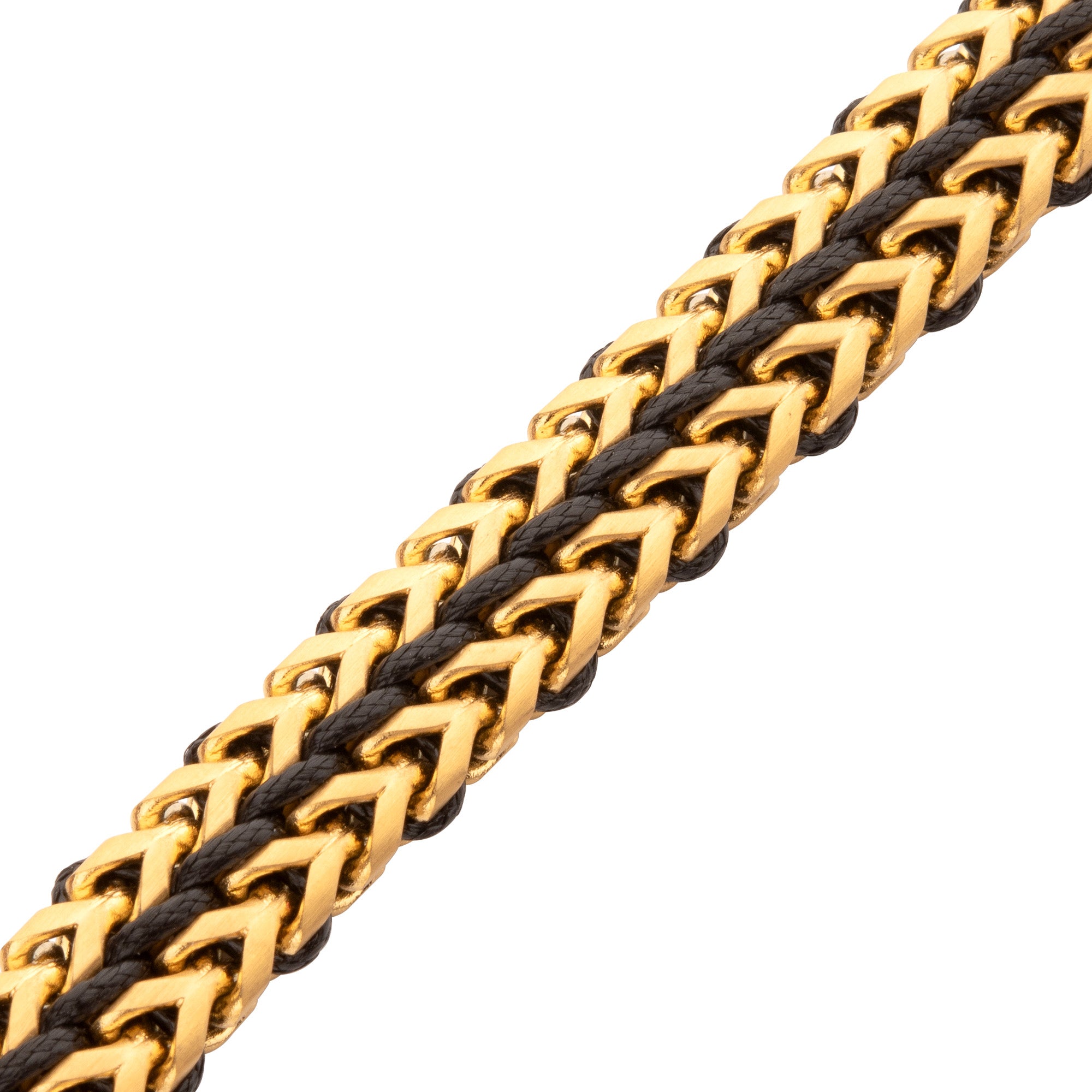 Matte Finish Gold IP Stainless Steel Foxtail Chain with Black Wax