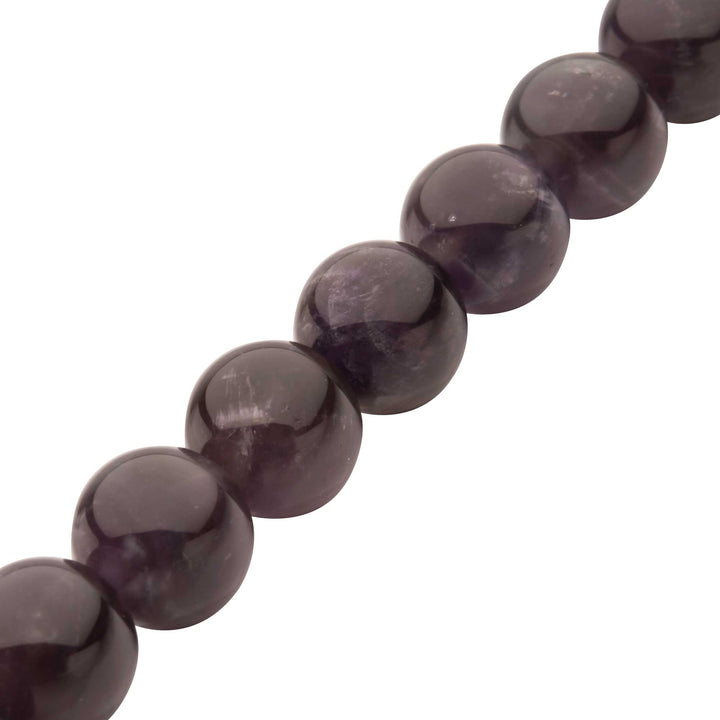 10mm Amethyst Stone Bead Bracelet with Antiqued Stainless Steel Clasp