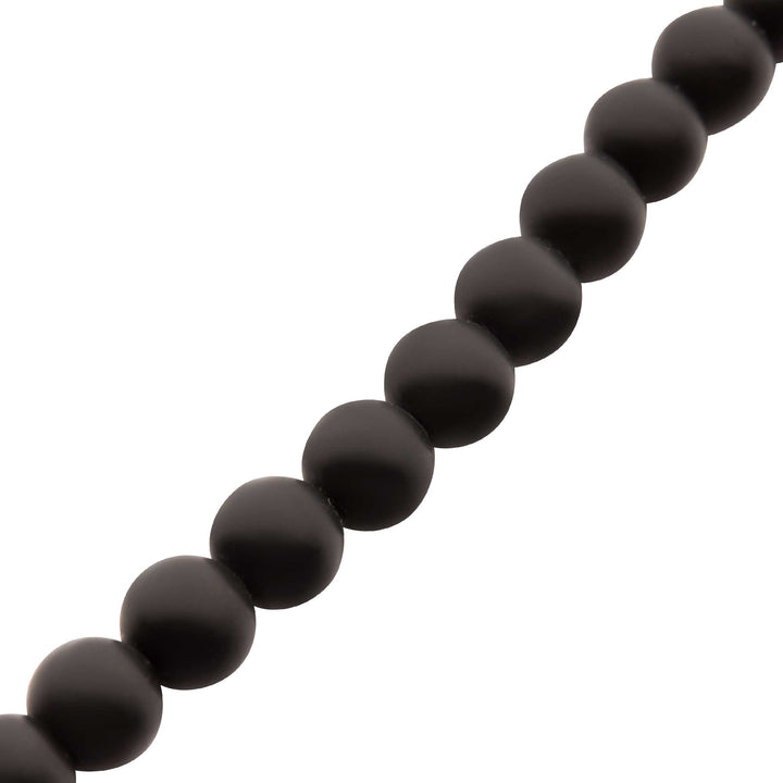 6mm Black Onyx Stone Bead Bracelet with Antiqued Stainless Steel Clasp