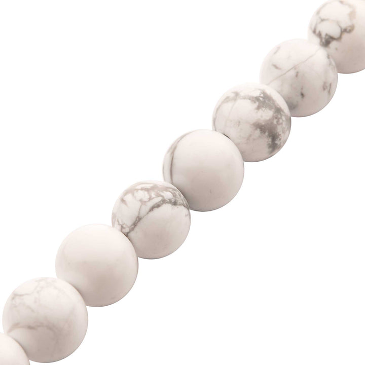 6mm Howlite Stone Bead Bracelet with Antiqued Stainless Steel Clasp