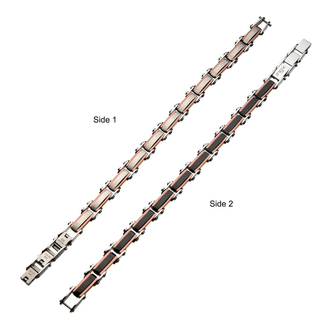 Steel Rose Gold & Black IP Reversible Bracelet