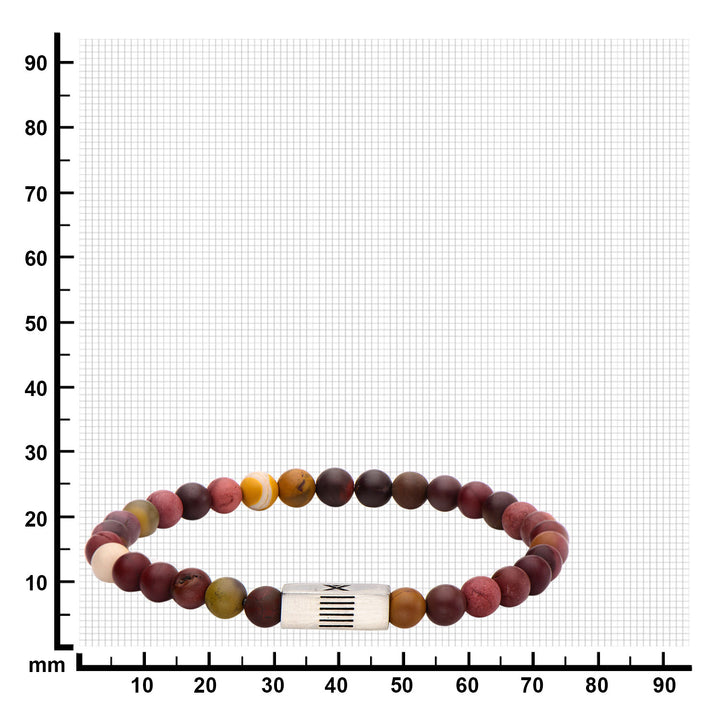 Mookaite Gemstone Stretch Bracelet with Steel Accent
