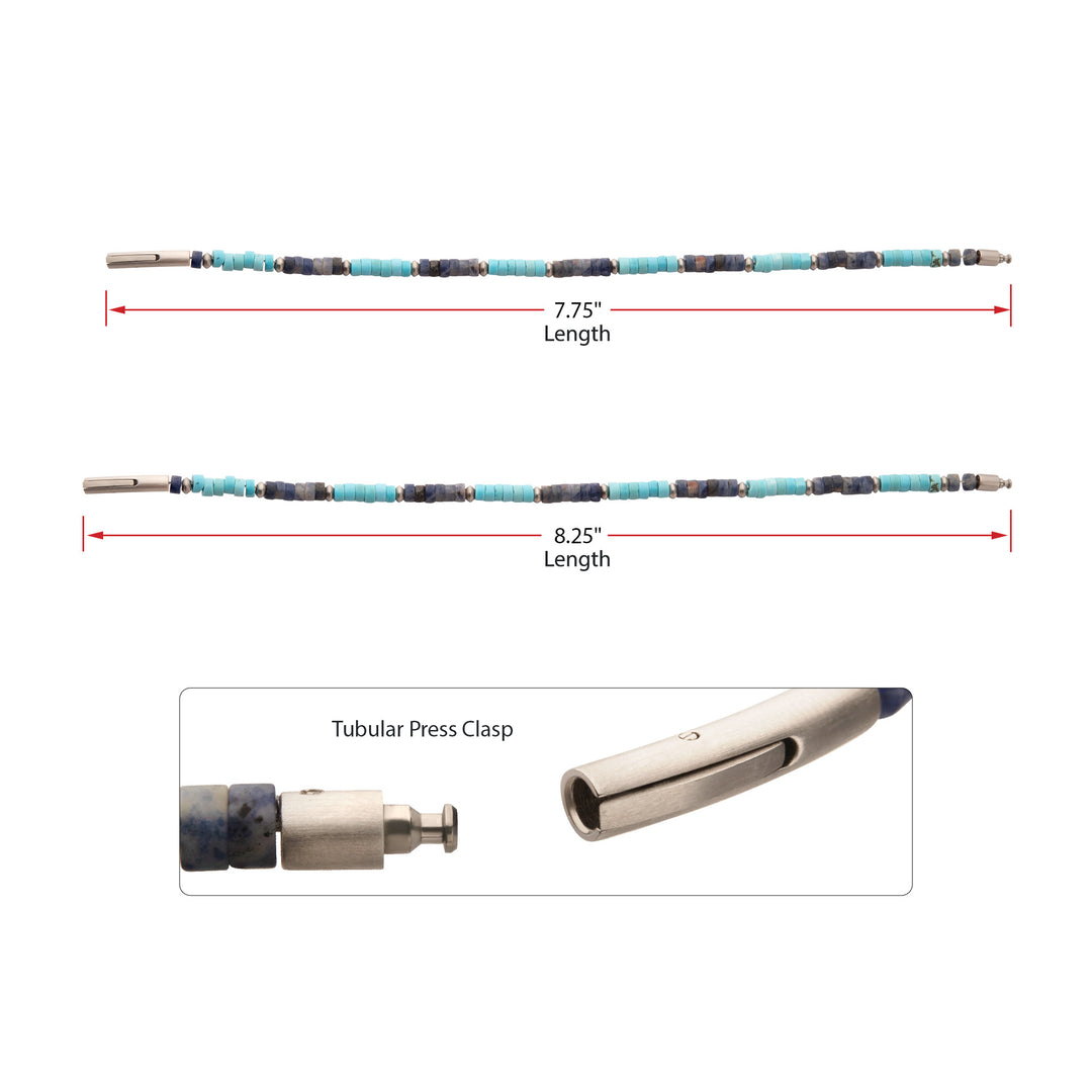 Azure Voyager (Turquoise / Sodalite) Heishi Bead Bracelet