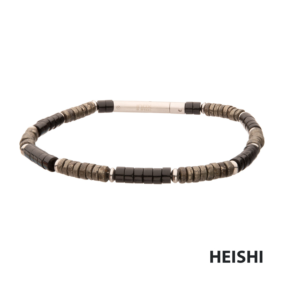 Shadow Wolf (Onyx / Pyrite) Heishi Bead Bracelet