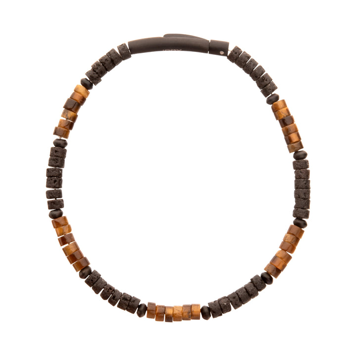 Magma Tiger (Tiger-eye / Lava) Heishi Bead Bracelet