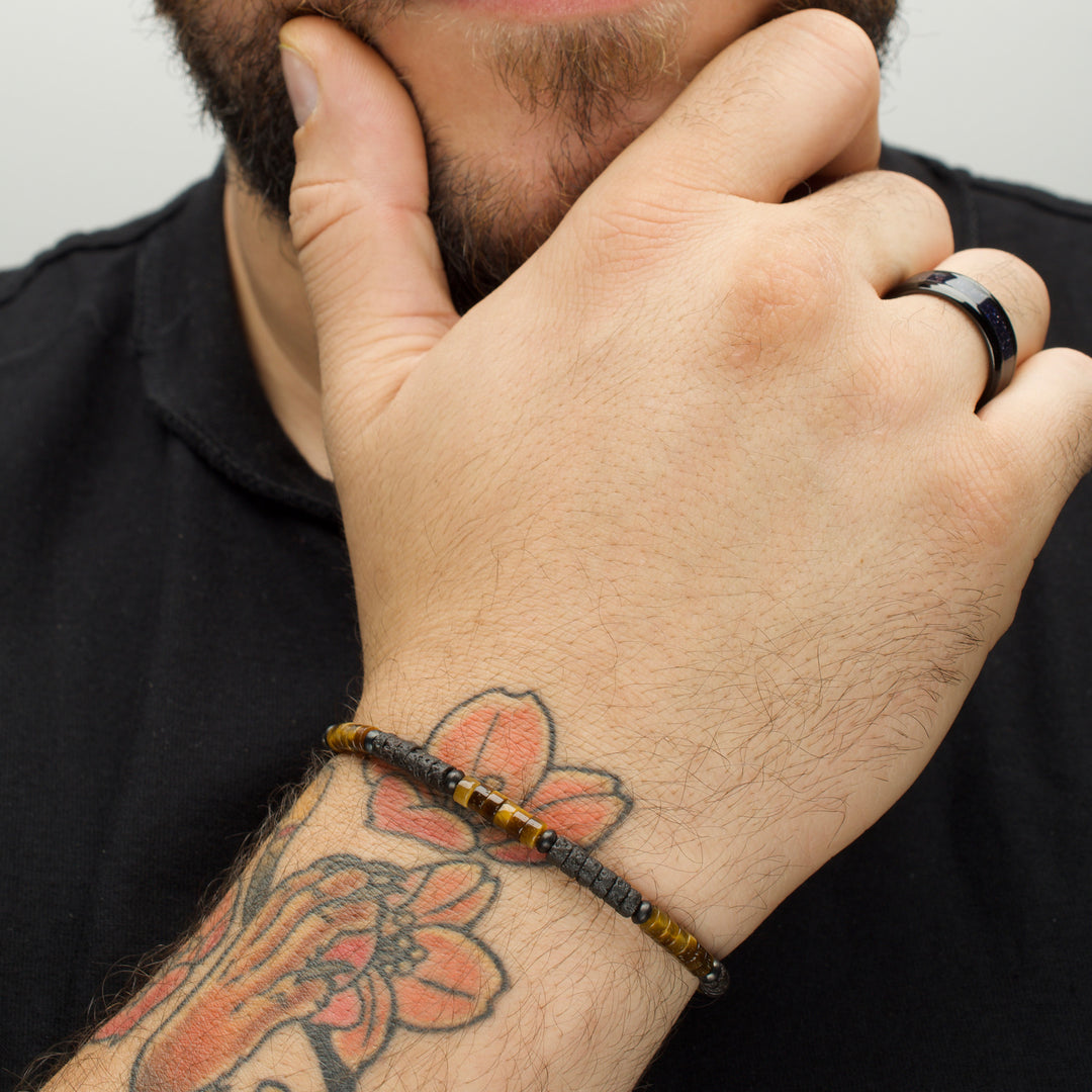 Magma Tiger (Tiger-eye / Lava) Heishi Bead Bracelet
