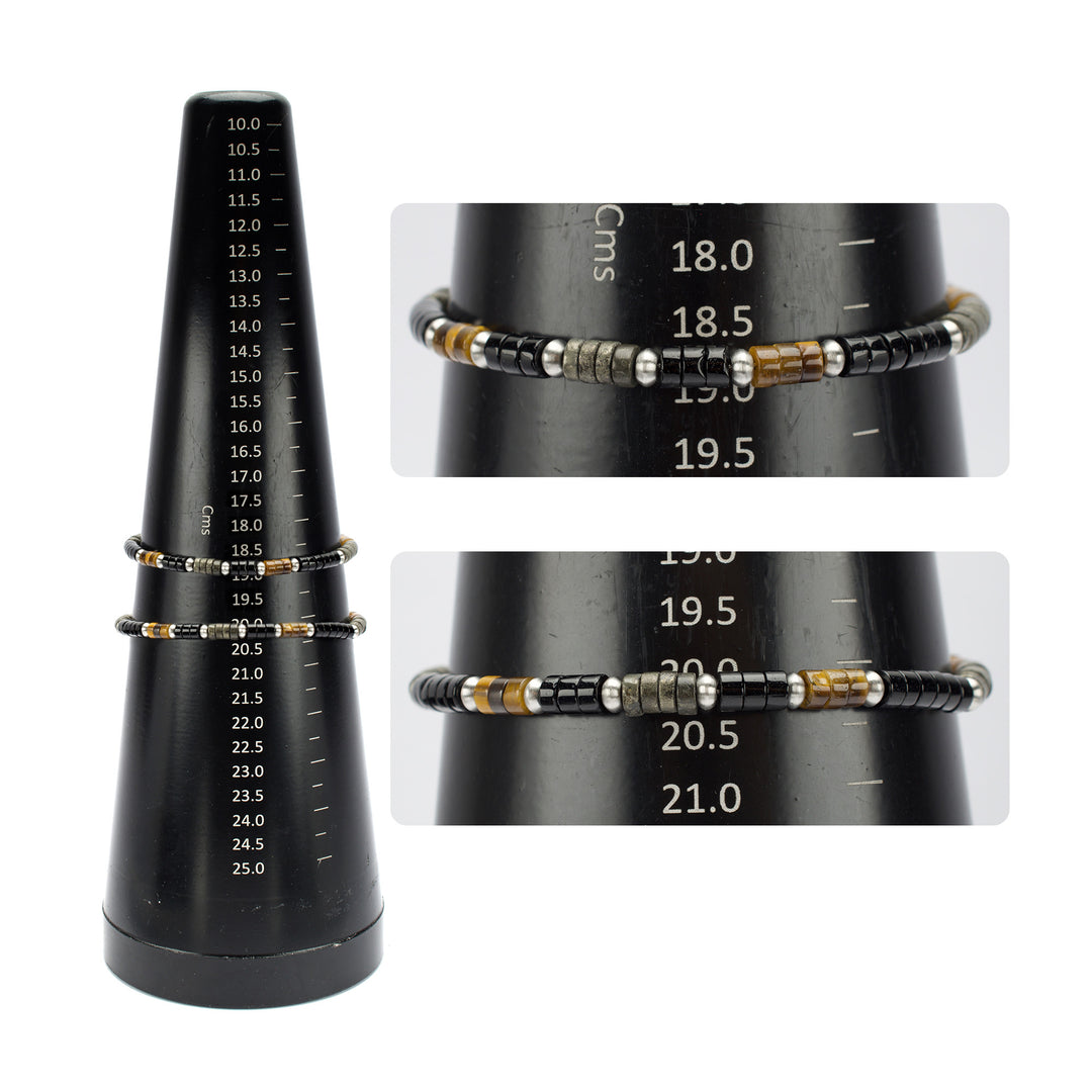 Pyro Sentinel (Onyx / Pyrite / Tiger-eye) Heishi Bead Bracelet