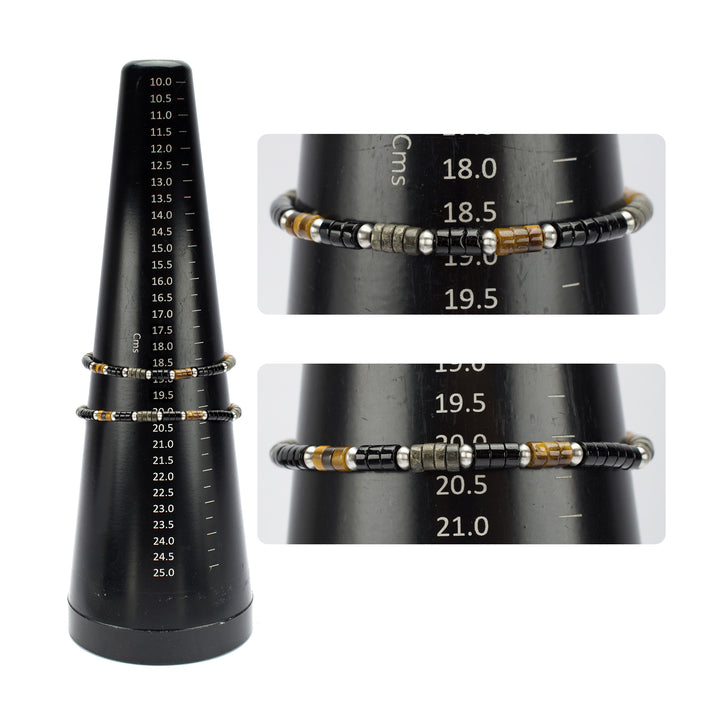 Pyro Sentinel (Onyx / Pyrite / Tiger-eye) Heishi Bead Bracelet