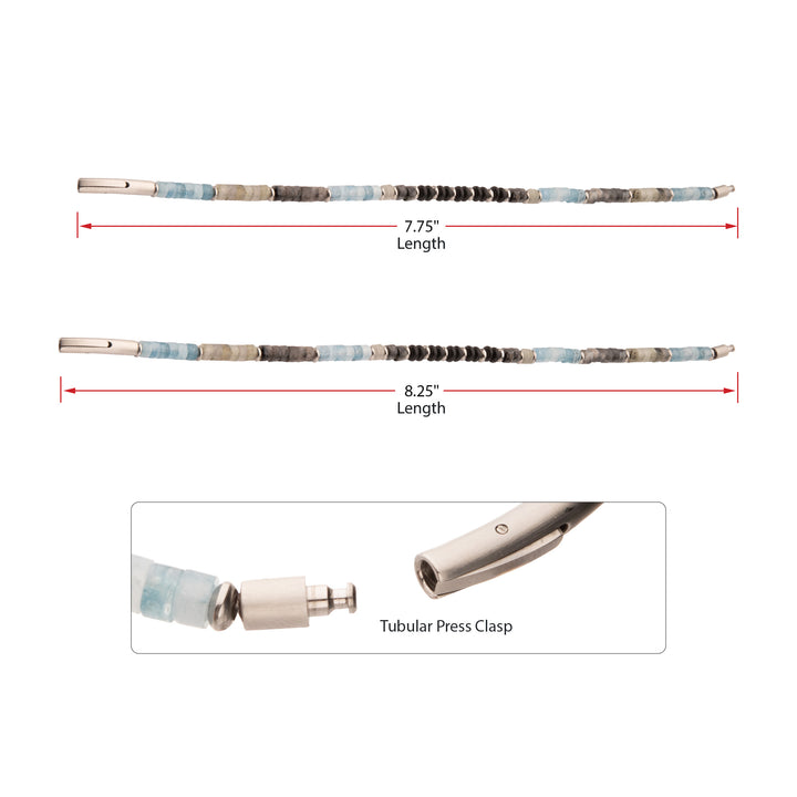 Tundra (Labradorite / Aquamarine / Moonstone) Heishi Bead Bracelet