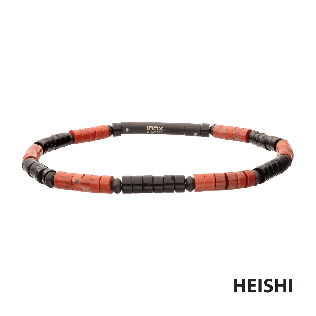 Inferno (Red Jasper / Onyx) Heishi Bead Bracelet