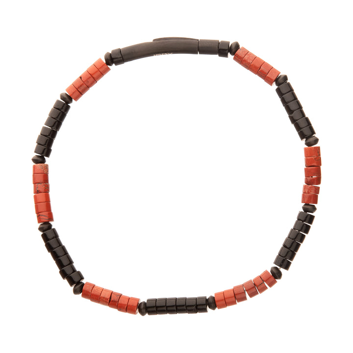 Inferno (Red Jasper / Onyx) Heishi Bead Bracelet
