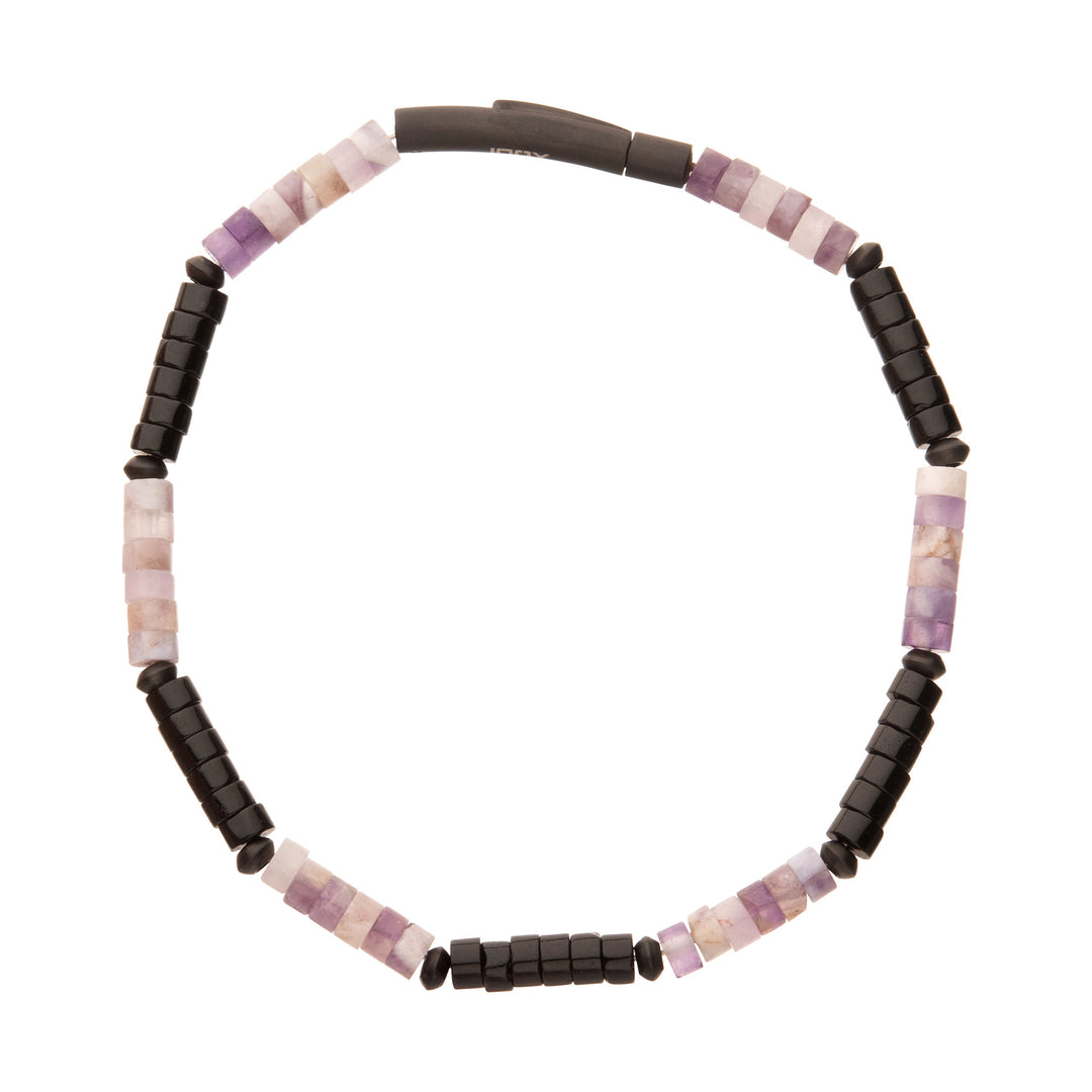 Imperial Dusk (Amethyst / Onyx) Heishi Bead Bracelet