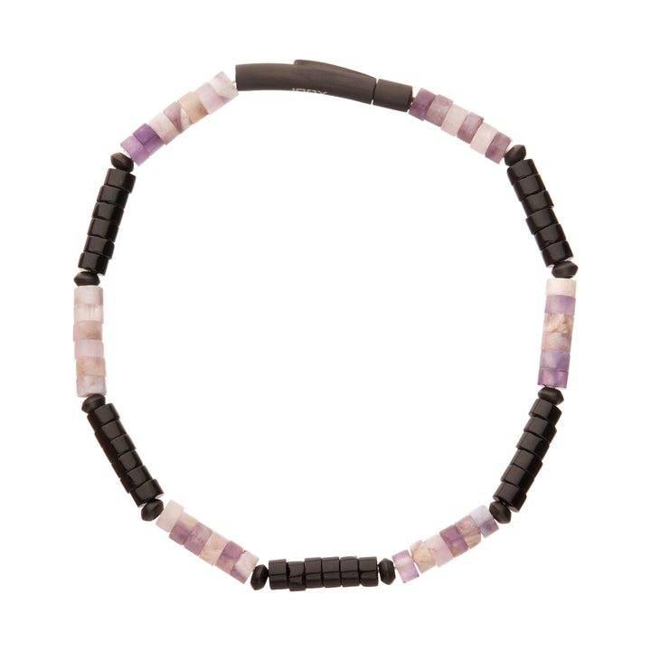 Imperial Dusk (Amethyst / Onyx) Heishi Bead Bracelet