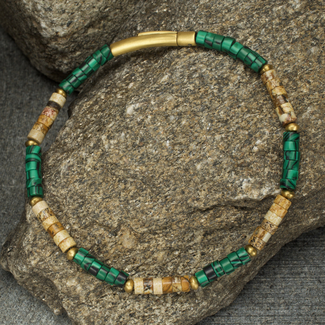 TerraFirm (Brown Jasper / Malachite) Heishi Bead Bracelet