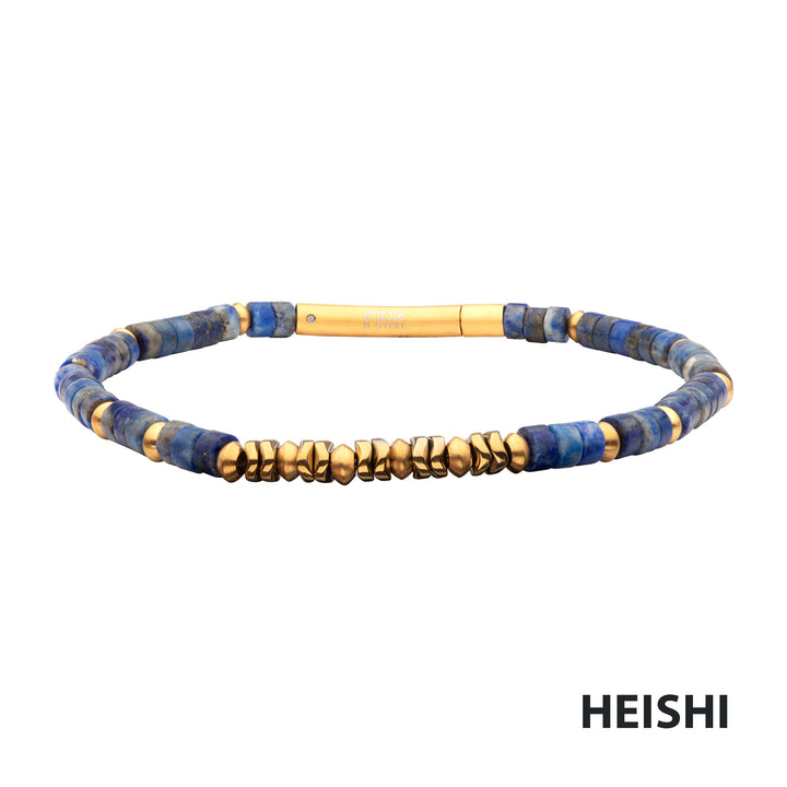 SkyWeaver (Hematite / Lapis Lazuli) Heishi Bead Bracelet