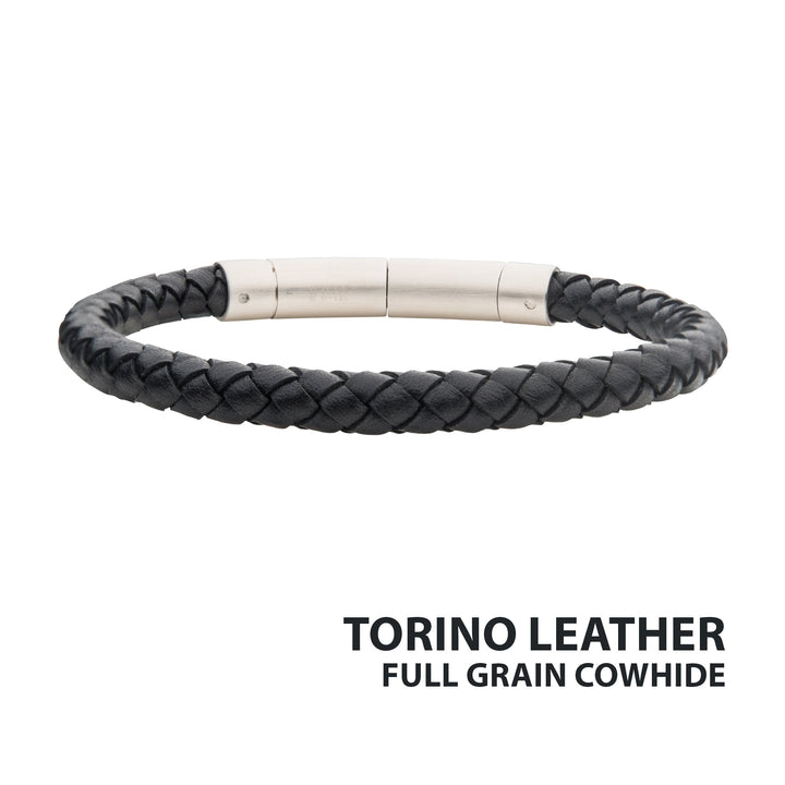 6mm Black Full Grain Cowhide Leather Bracelet