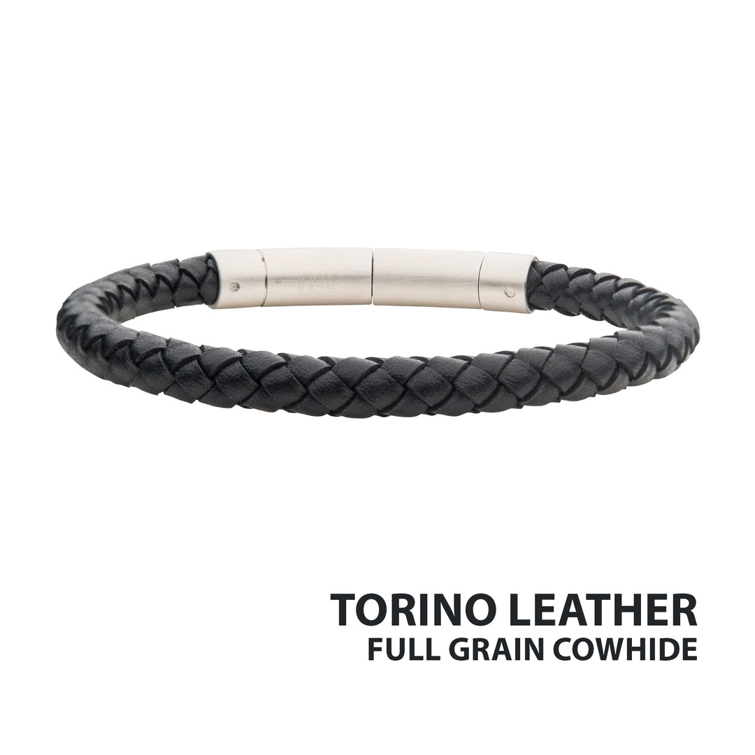 6mm Black Full Grain Cowhide Leather Bracelet