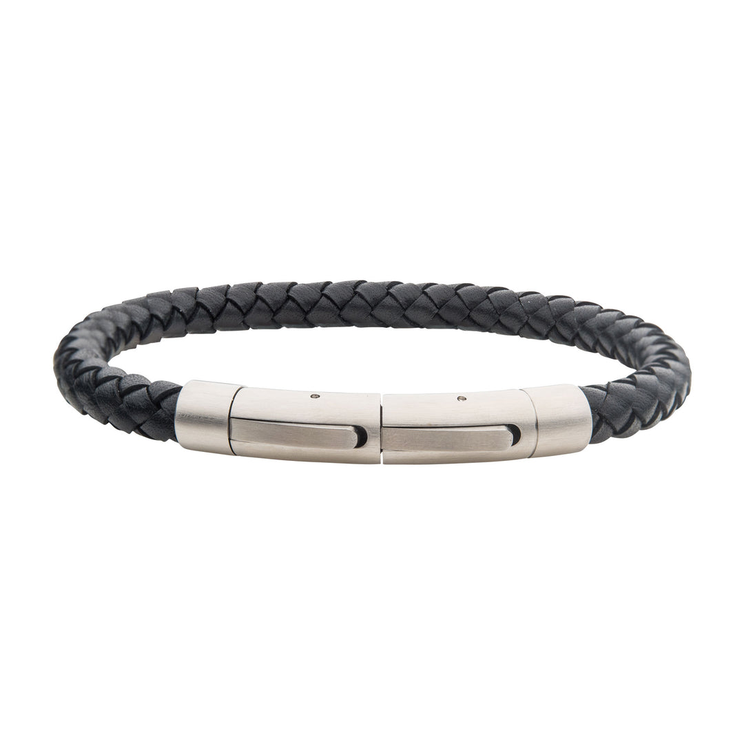 6mm Black Full Grain Cowhide Leather Bracelet