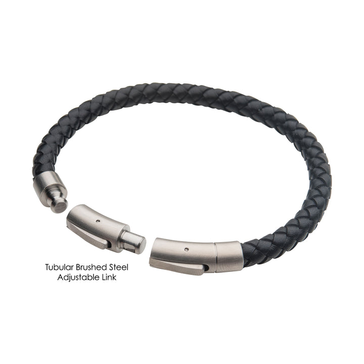 6mm Black Full Grain Cowhide Leather Bracelet