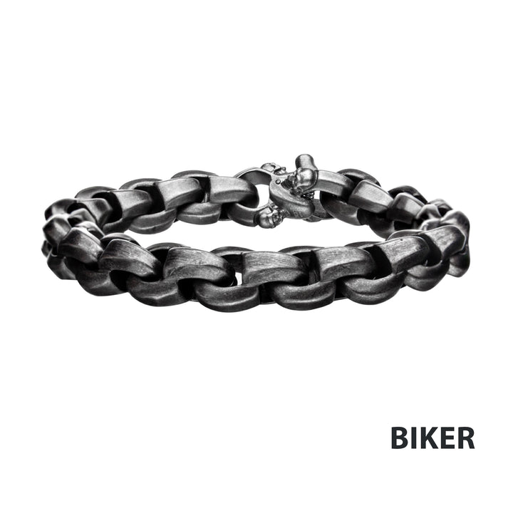 Antique Gun Metal with Skull Clasp Chain Bracelet