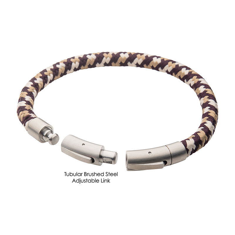 6mm Brown, Beige & Dark Brown Nylon Cord Bracelet