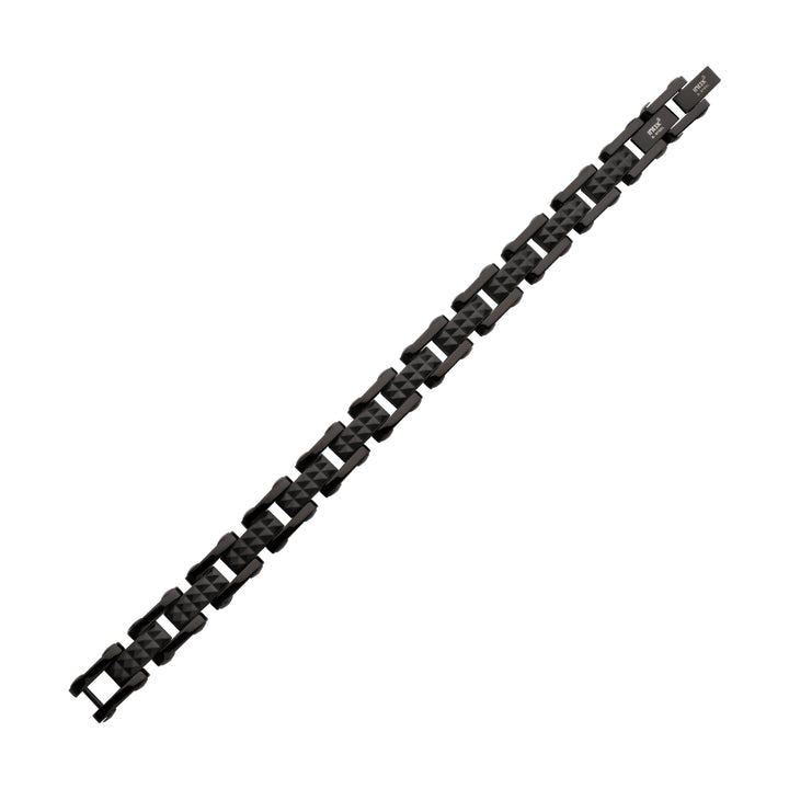 Black IP Steel with Matte Finish Pyramid Stud Pattern & High Polished Finish Link Bracelet